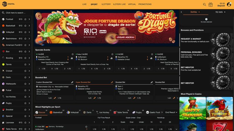 Casino and sportsbook home page in partner brand theme 5 of 9.