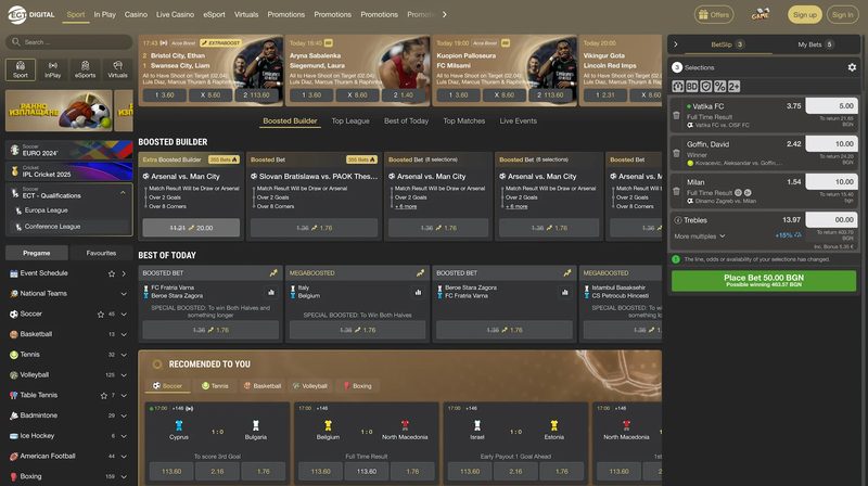 Casino and sportsbook home page in partner brand theme 8 of 9.