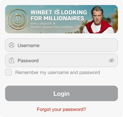 Login pop-up with username and password fields.